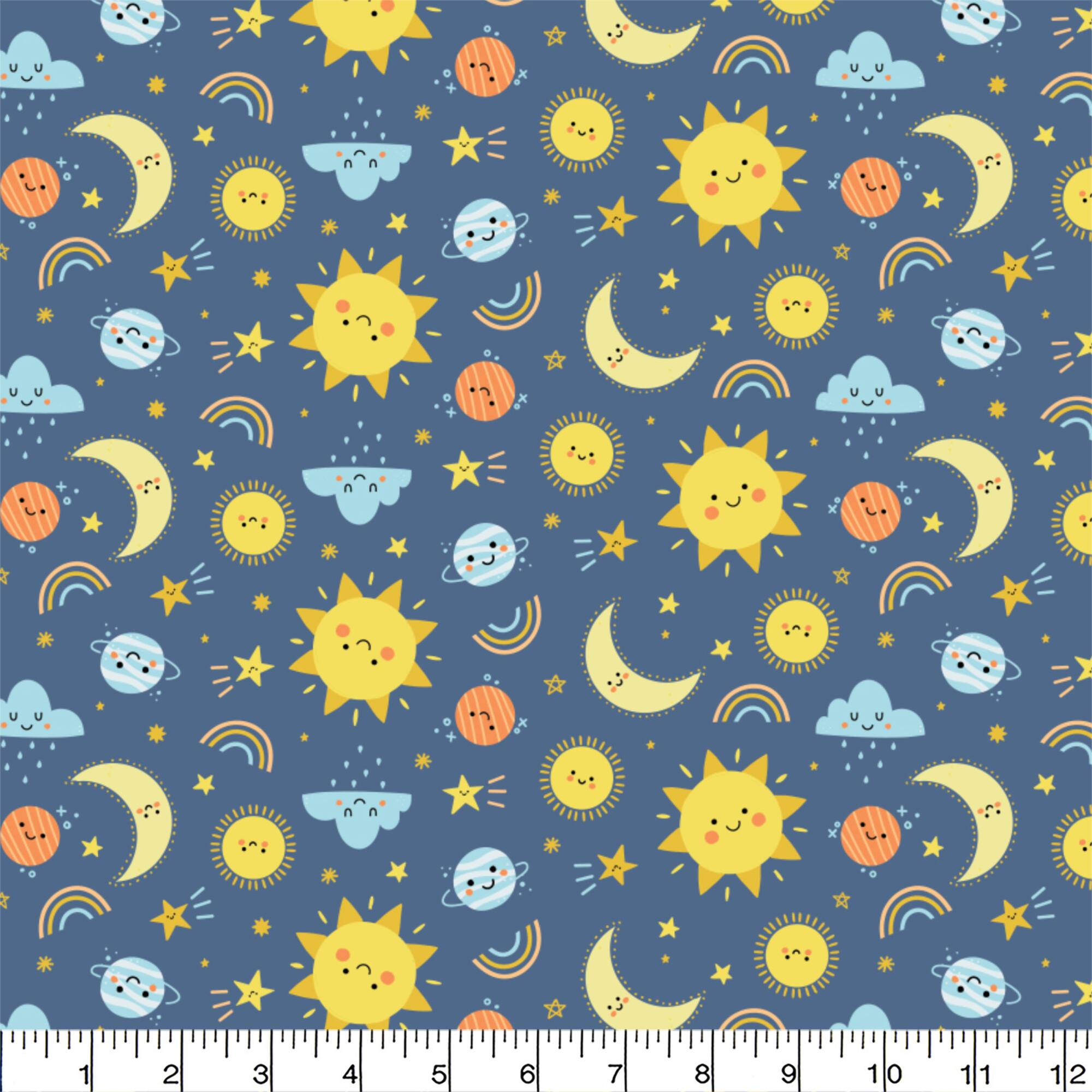 Eugene Textiles Sun & Moon Blue Flannel